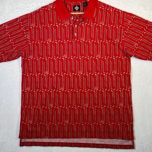 Tabasco‎ vintage retro Golf Polo Shirt Allover Print-Men XL